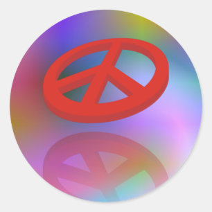 Peace 3D / Reflexion spiralfarben Runder Aufkleber