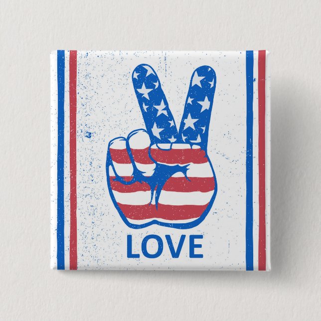 Peace American Flag Pattern Button (Vorderseite)