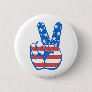 Peace American Flag Pattern Button