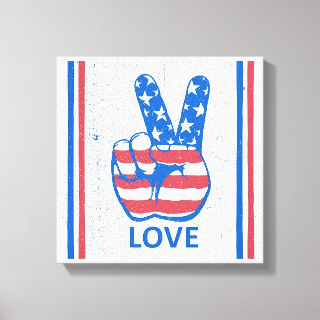 Peace American Flag Pattern Leinwanddruck (Vorderseite)