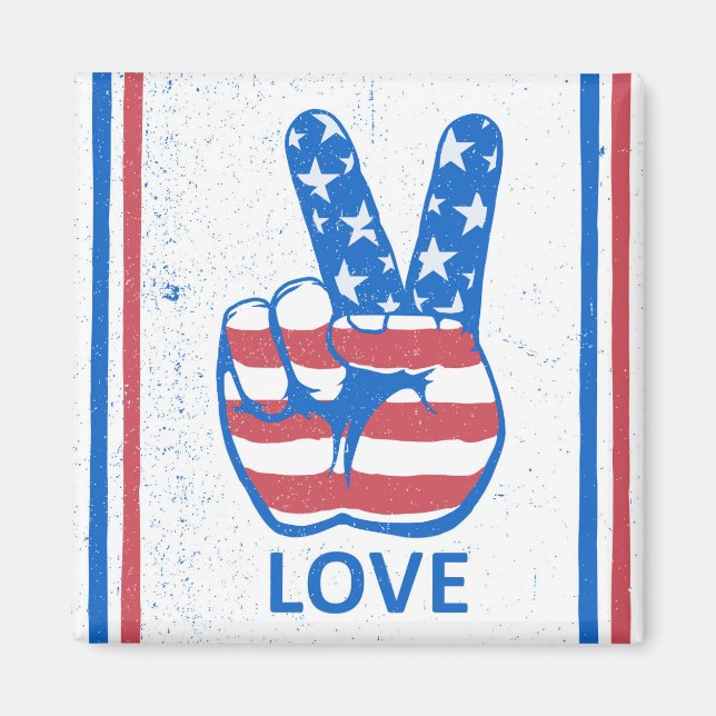 Peace American Flag Pattern Magnet (Vorne)