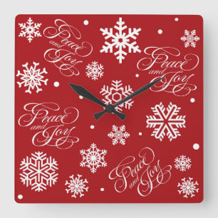Peace and joy quadratische wanduhr