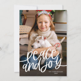 Peace and Joy Script Foto Flat Holiday Card Feiertagskarte