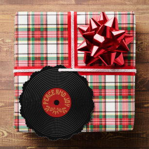 Peace and joy vinylrecord design ornament karte