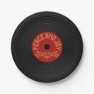 Peace and joy vinylrecord design pappteller