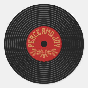 Peace and joy vinylrecord design runder aufkleber