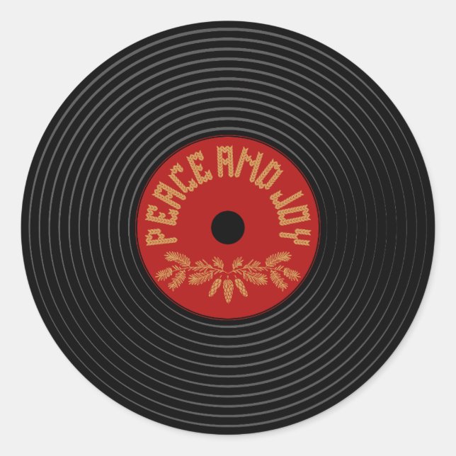 Peace and joy vinylrecord design runder aufkleber (Vorderseite)