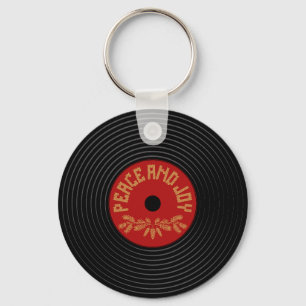 Peace and joy vinylrecord design schlüsselanhänger