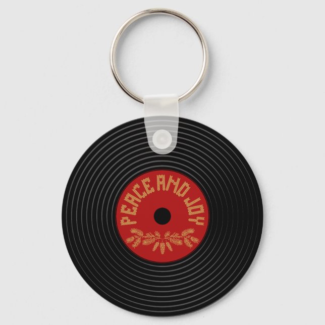 Peace and joy vinylrecord design schlüsselanhänger (Vorderseite)