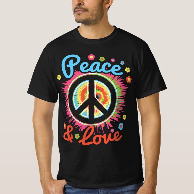 Peace and Love Peace Sign Positive Inspiration 70' T-Shirt (Vorderseite)