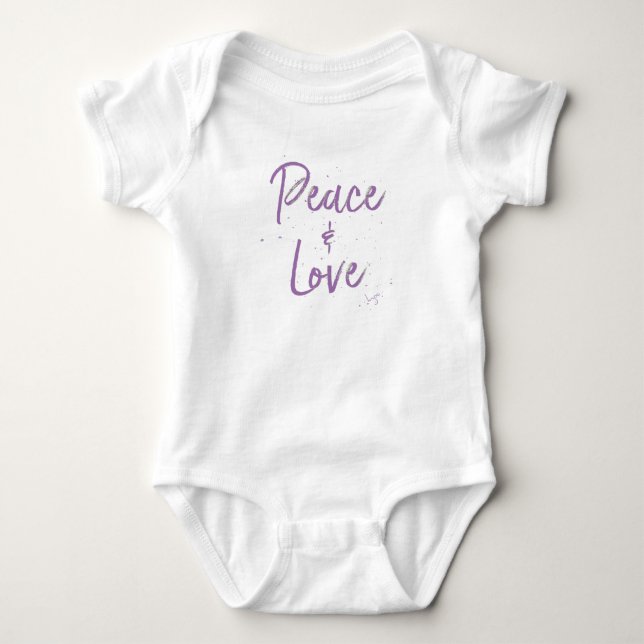 PEACE-and-Love-Purple Baby Strampler (Vorderseite)