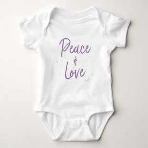 PEACE-and-Love-Purple Baby Strampler