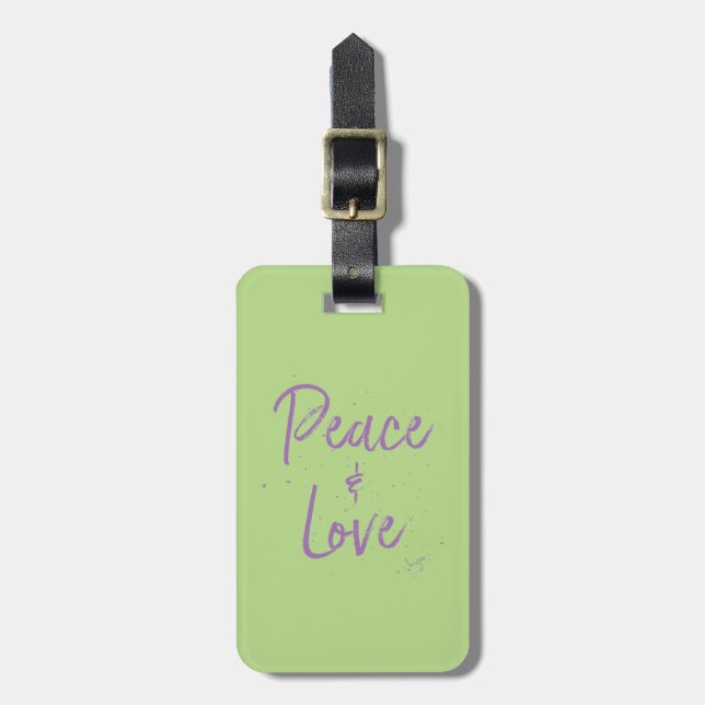 PEACE-and-Love-Purple Gepäckanhänger (Vorderseite vertikal)