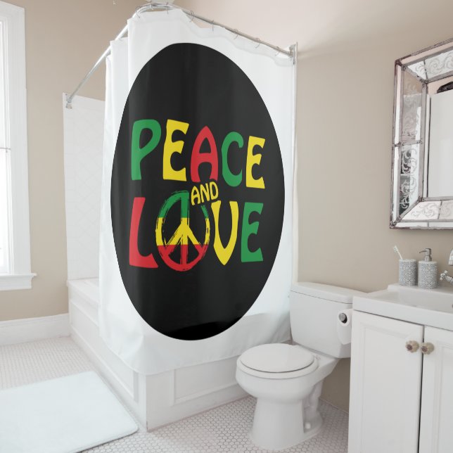 PEACE and LOVE, reggae style Duschvorhang (Beispiel)