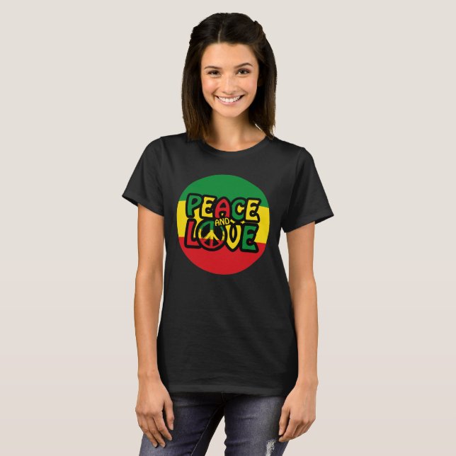 PEACE and LOVE, reggae style T-Shirt (Vorne ganz)