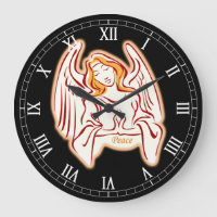 Peace Angel Round Roman Numerals Clock