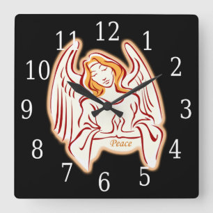 Peace Angel Square Clock Quadratische Wanduhr