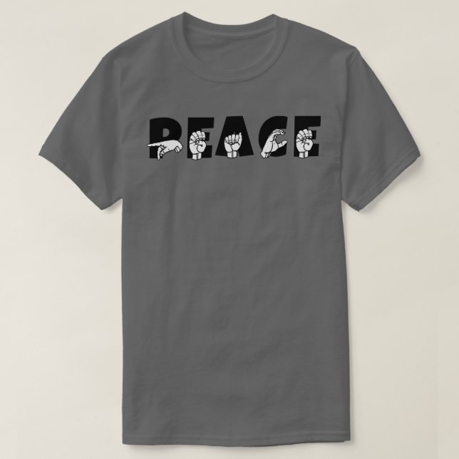 PEACE ASL Zeichensprache Design 4 T-Shirt (Design vorne)