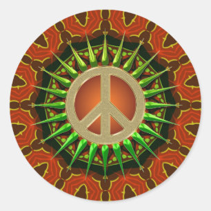 Peace Batik Floral Geometry Runder Aufkleber