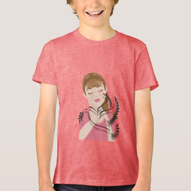 Peace Begins With a Smile – Gentle Dove & Woman Il Tri-Blend Shirt (Vorderseite)
