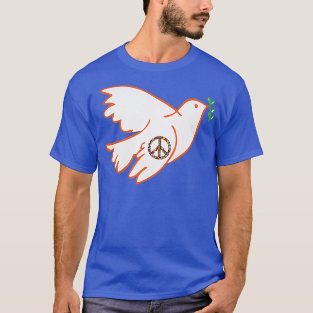 Peace Bird Dove Pigeon Hippy Hippie T-Shirt (Vorderseite)