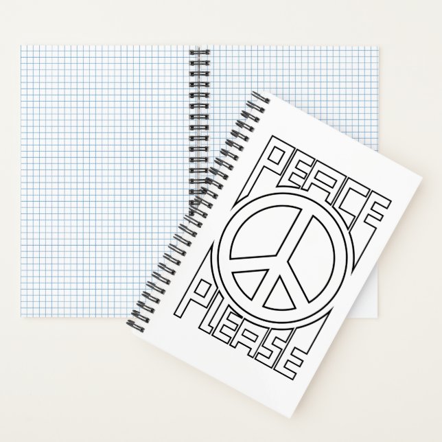 Peace Bitte Schwarze Kontur-Beschriftung Notizbuch (Innen)