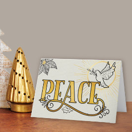 Peace Black Gold Typografy Radiant Dove Business Feiertagskarte