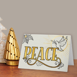 Peace Black Gold Typografy Radiant Dove Business Feiertagskarte