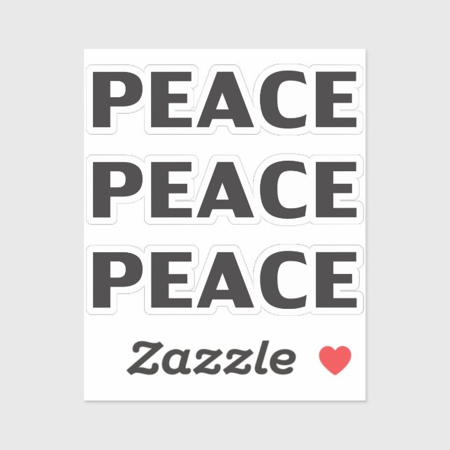 Peace Black minimalistisch modern schlicht Aufkleber (Blatt)