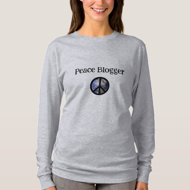 Peace Blogger Ladys Long Sleeved Gray T - Shirt (Vorderseite)