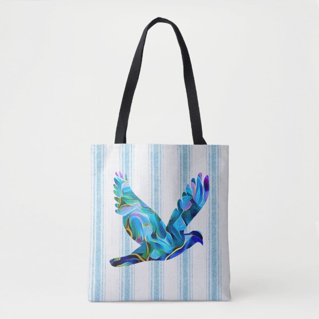 Peace Blue Abstrakt Dove Tote Bag (Vorderseite)