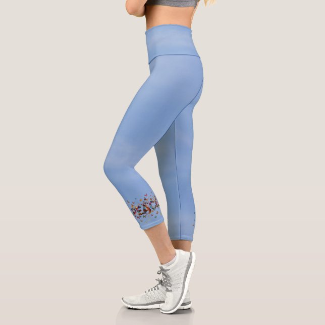 PEACE Blue Sky Butterflies | Motivational Hope Joy Capri Leggings (Links)