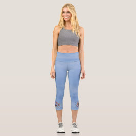PEACE Blue Sky Butterflies | Motivational Hope Joy Capri Leggings
