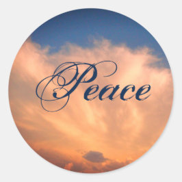 Peace Blue Sky und Pink Fluffy Clouds Celestial Runder Aufkleber