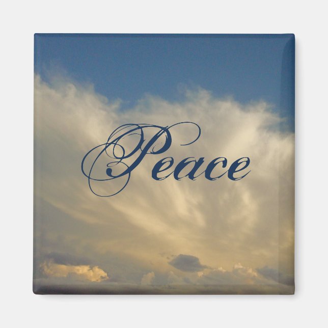 Peace Blue Sky White Fluffy Cloud Foto Nature Magnet (Vorne)