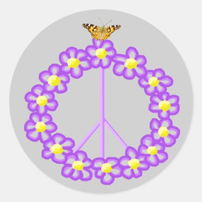 Peace Blume Butterfly Sticker (Vorderseite)