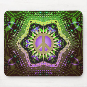Peace Blume Power Lila+Green Mousepad