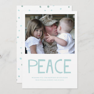 Peace Bold Typografy Blue Foto Holiday Card Einladung