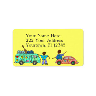 Peace Bus Retro Address Label Adressaufkleber