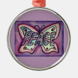 Peace Butterfly Word Giftholiday Ornament Aus Metall