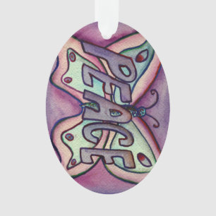Peace Butterfly Word Kunstschatz Vernissage Ornament