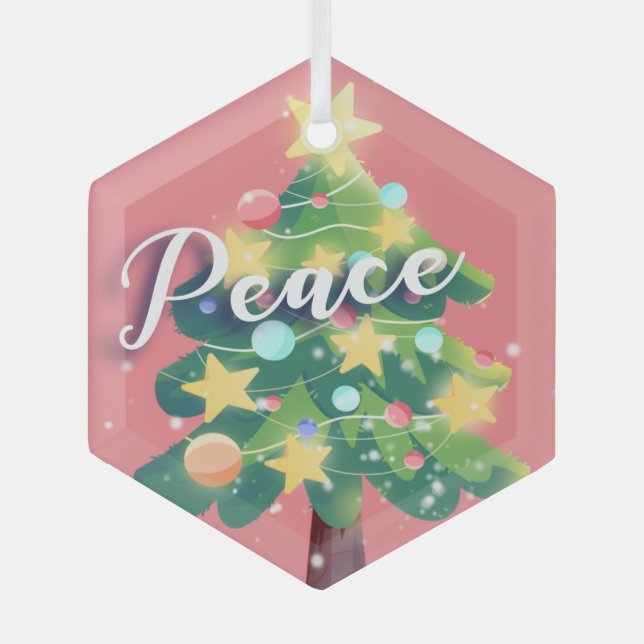 Peace Carton Weihnachtsbaum Rosa Metalldekoration Ornament Aus Glas (Vorderseite)