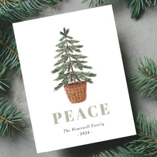 Peace Christmas Evergreen Treff Simple Feiertagspostkarte
