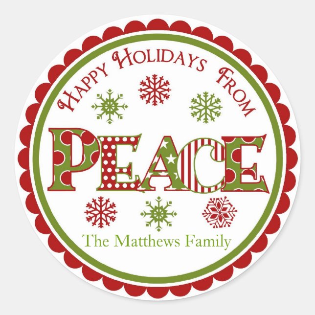Peace Christmas Geschenke Stickers (Vorderseite)