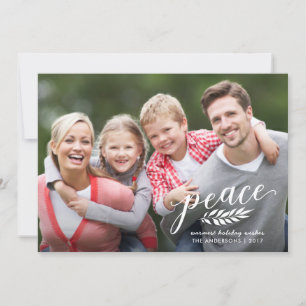 Peace Christmas handgeschriebenes Skript White Ove Feiertagskarte