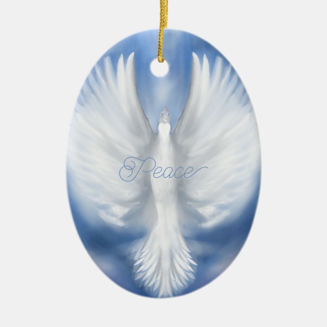 Peace Christmas Holiday New Years Dove Flat Card Keramik Ornament (Vorne)