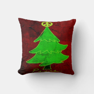 Peace Christmas Tree Abstrakt Art Kissen