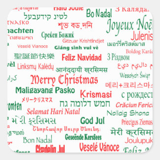 Peace Coexisty Frohe Weihnachten viele Sprachen Quadratischer Aufkleber