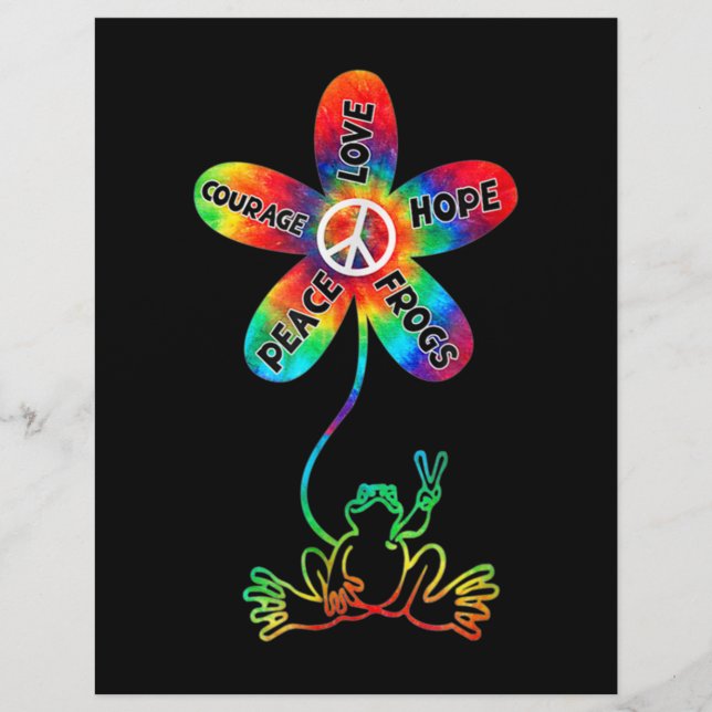 Peace Courage Liebe Hope Frogs Hippie Briefbogen (Vorderseite)