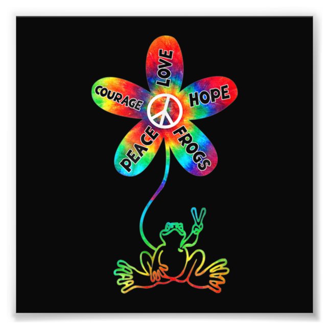 Peace Courage Liebe Hope Frogs Hippie Fotodruck (Vorne)